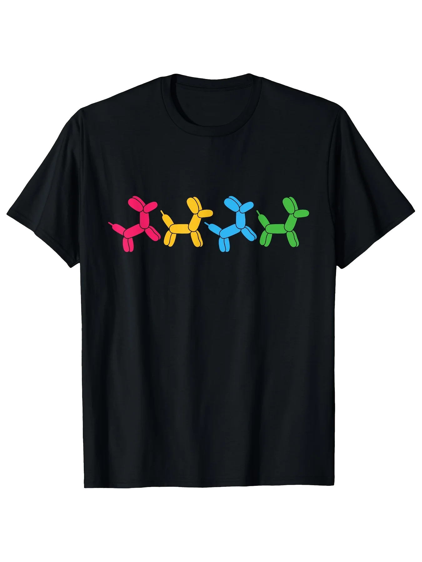 Men's Balloon Animal Twister Party Artist T-Shirt, Soft Casual T-Shirt with Melody Pattern Print, Unisex, Comfortable for All Seasons, Suitable for Outdoor and Casual Wear, Easy-Care Top, Fun Design Shirt, Durable Fabric, Perfect for Labor Day