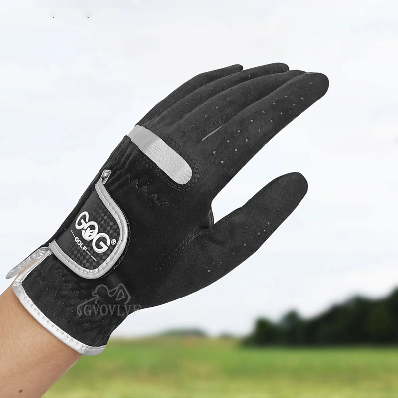 Guantes de Golf negros para mano izquierda y derecha, tela de lycra suave y transpirable, guantes profesionales para conducir, ciclismo al aire