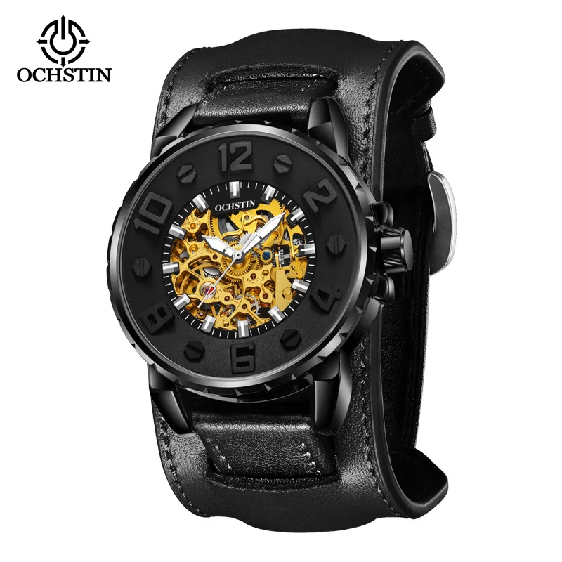 OCHSTIN Cross-border Machinery New Men's Mechanical Watch Hollow Wrist Guard Cowhide Wrist Strap Mechanical Men's Watch**