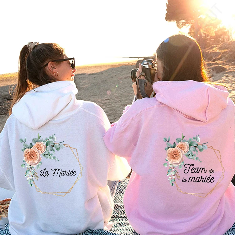 French Girls Single Farewell Party EVJF Hooded Sweatshirts Bridal Shower Wedding Hoody Outerwears Team Bride Pullover Hoodies