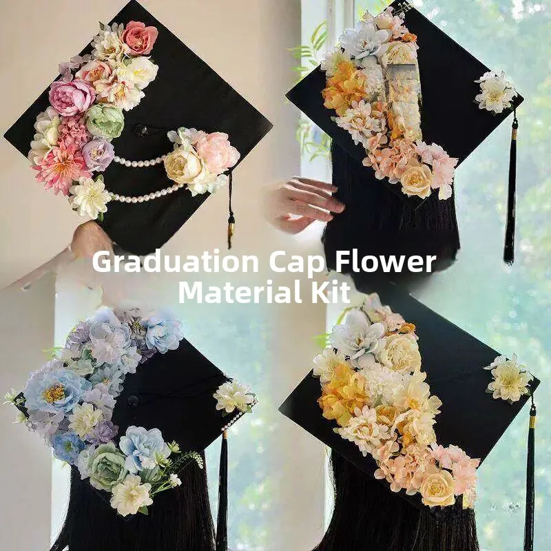 graduation-cap-diy-bouquet-materials-package-student-graduation-ceremony-doctoral-cap-master's-hat-handmade-floral-decoration