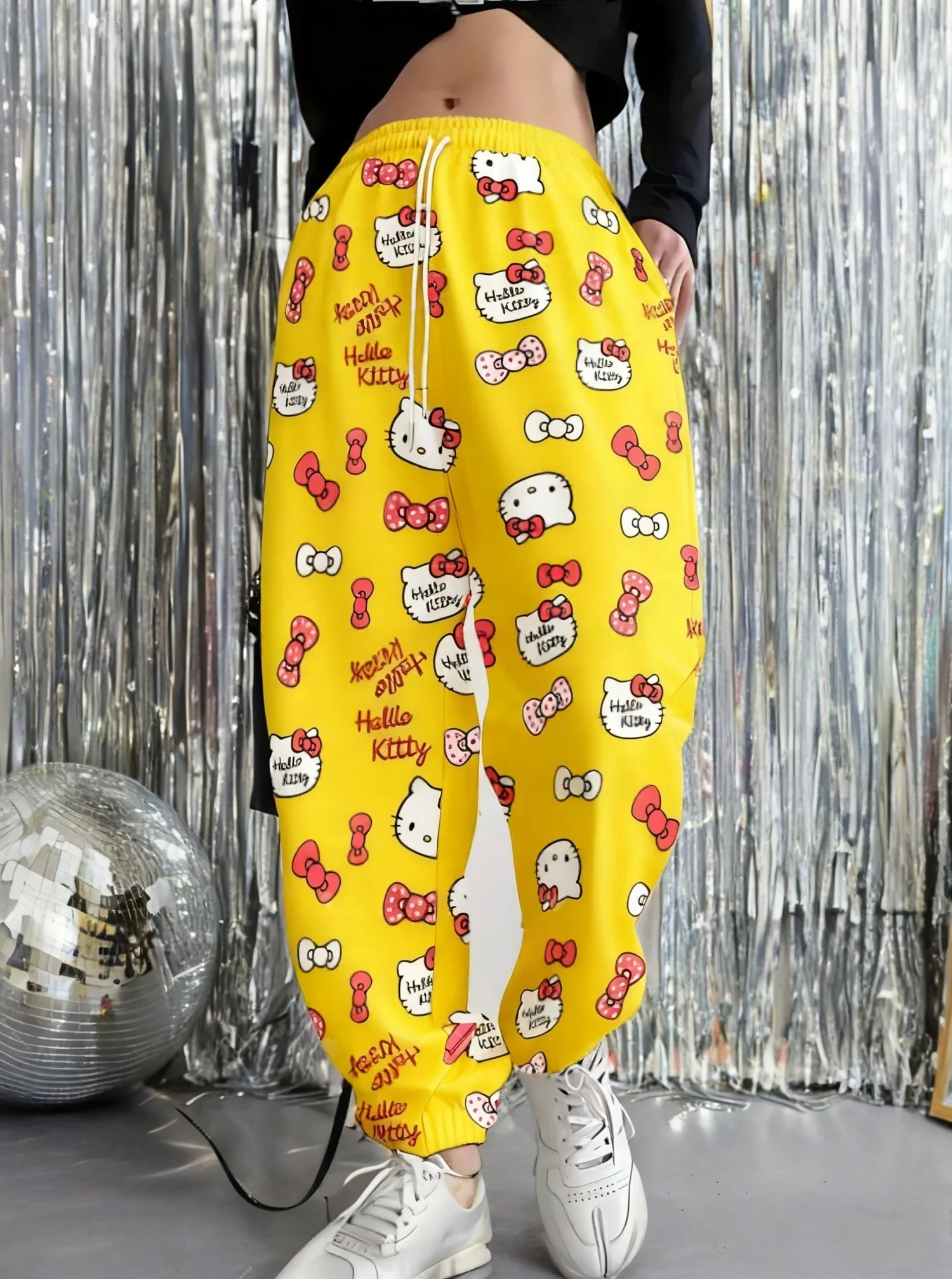 

2026 Casual Kawaii Hello Kitty Women's Jogger Pants Pink Hello Kitty Pants Spring_Summer Outdoor Men's Long Pants Trousers