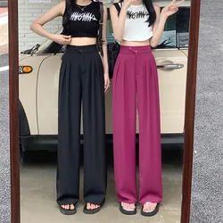 Jesienne damskie spodnie z szerokimi nogawkami 2024 Casual Street High Waist Pantalon Female Lounge Long Pant Vintage Solid Color Trousers