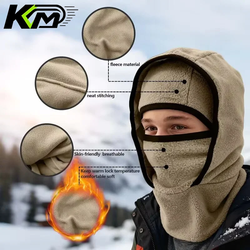 Outdoor Warm One-piece Hat Scarf Double Layer Hat Design Balaclava Hat Helmets Sports Cycling Facial Mask Unisex Autumn Winter image 3