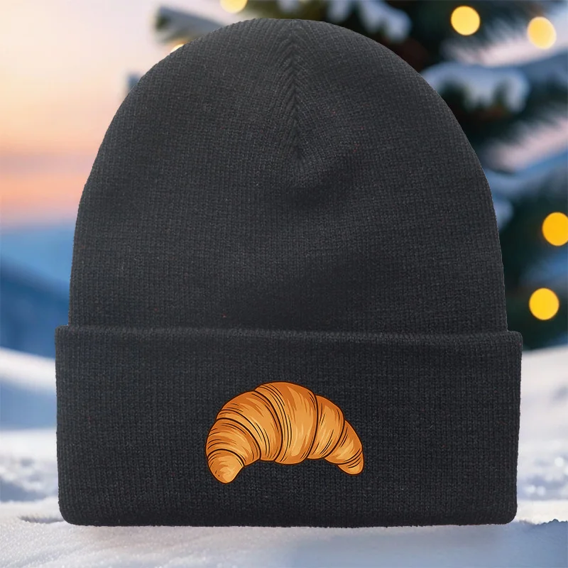 1pc Vintage Print Beanie Suitable for - Warm Stretchable Winter Hat for Men Women, Unisex Casual Outdoor Camping, Christmas