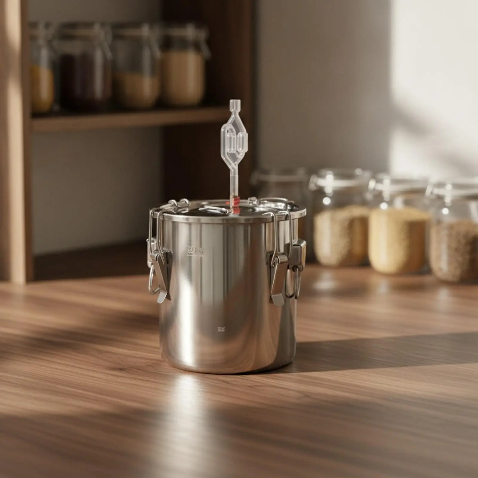 201 Stainless Steel Fermenter with One Way Valve for Home Kitchen Fruit Grain Wine Brewing Bucket