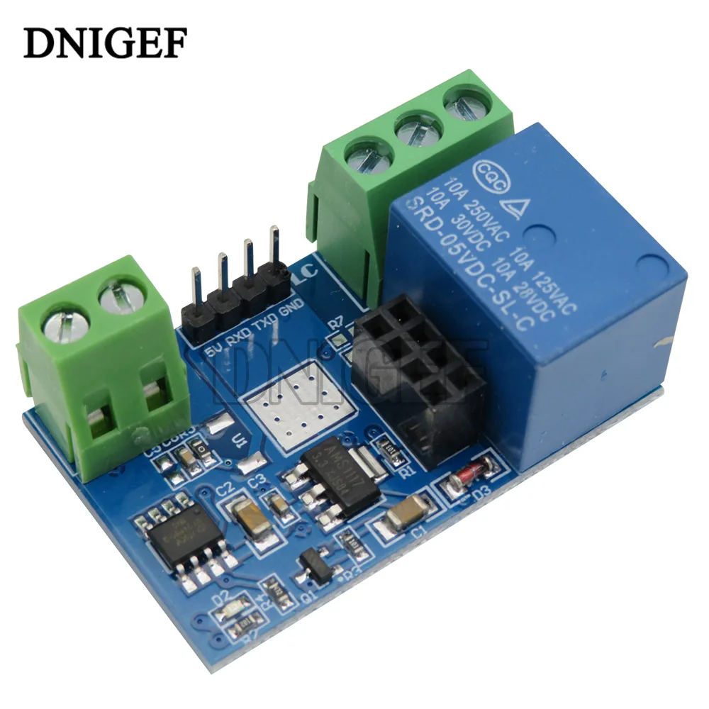 DNIGEF 1 pièces vert ESP8266 10A 220V Module de relais réseau entrée WIFI DC 7V ~ 30V Modules Module de commutation de relais Wifi sans fil