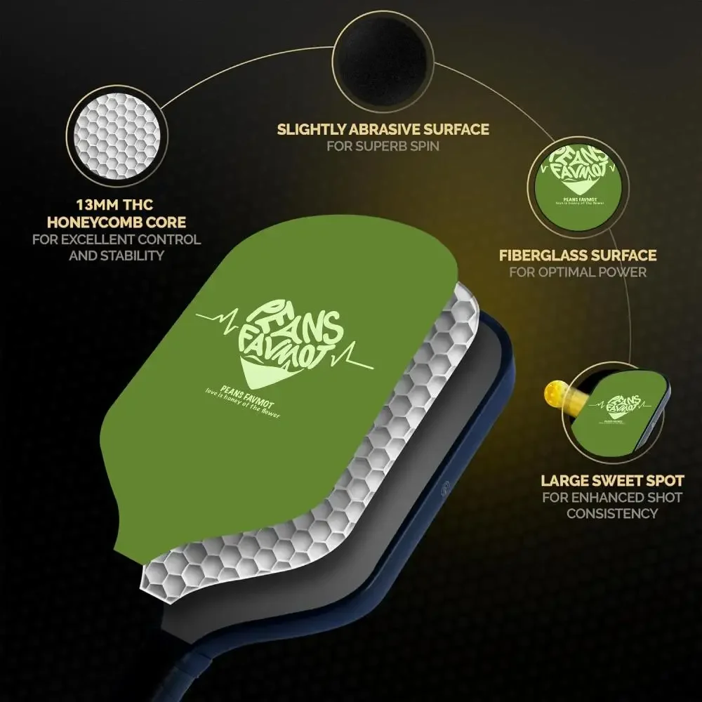 Pickleball مجداف مجموعة خفيفة الوزن الألياف الزجاجية 13 مللي متر العسل الأساسية مضرب دائم مع كرات حقيبة شريط لحام رسائل الحب الإبداعية #3