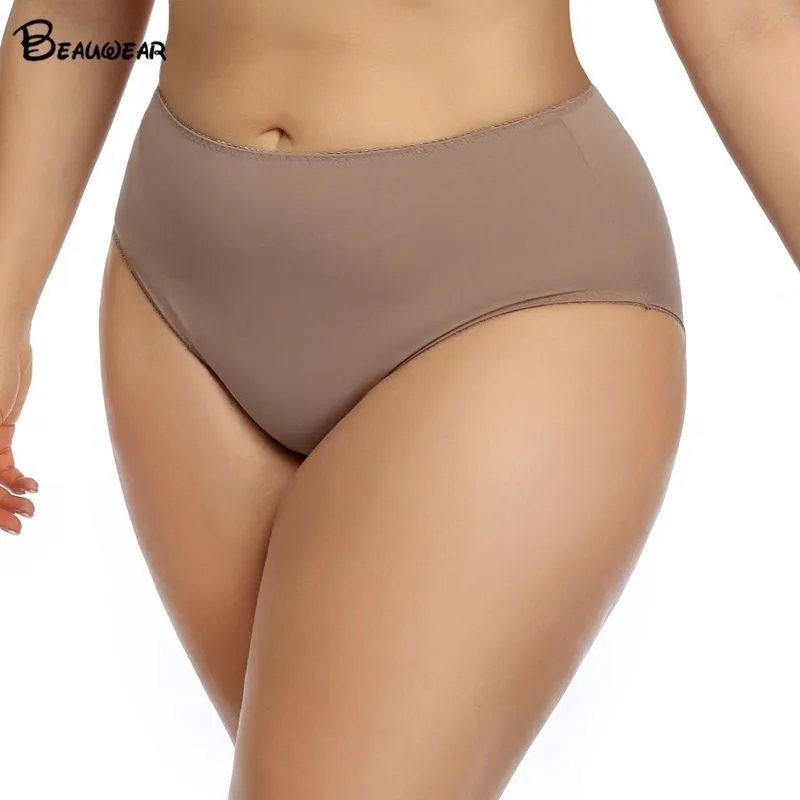 

Beauwear New Large Size Women's Seamless Panties with Spandex Solid Ultra-thin Ice Silk Plus Size Briefs Big Underwear