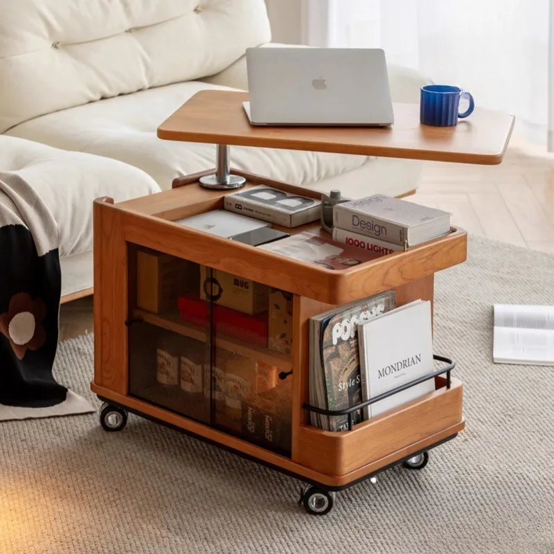 Lifting coffee table, movable tea cabinet, Nordic living room multi-functional sofa household trolley