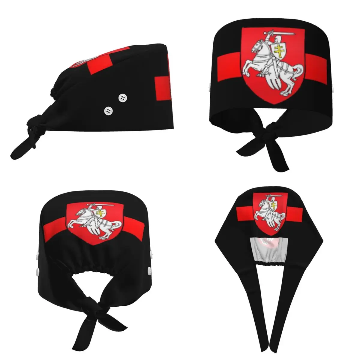 Belarus Pogonya Flag Square Protest Symbol Belarusian Scrub Hat Doctor Working Surgical Cap Men Women Adjustable Nursing Caps
