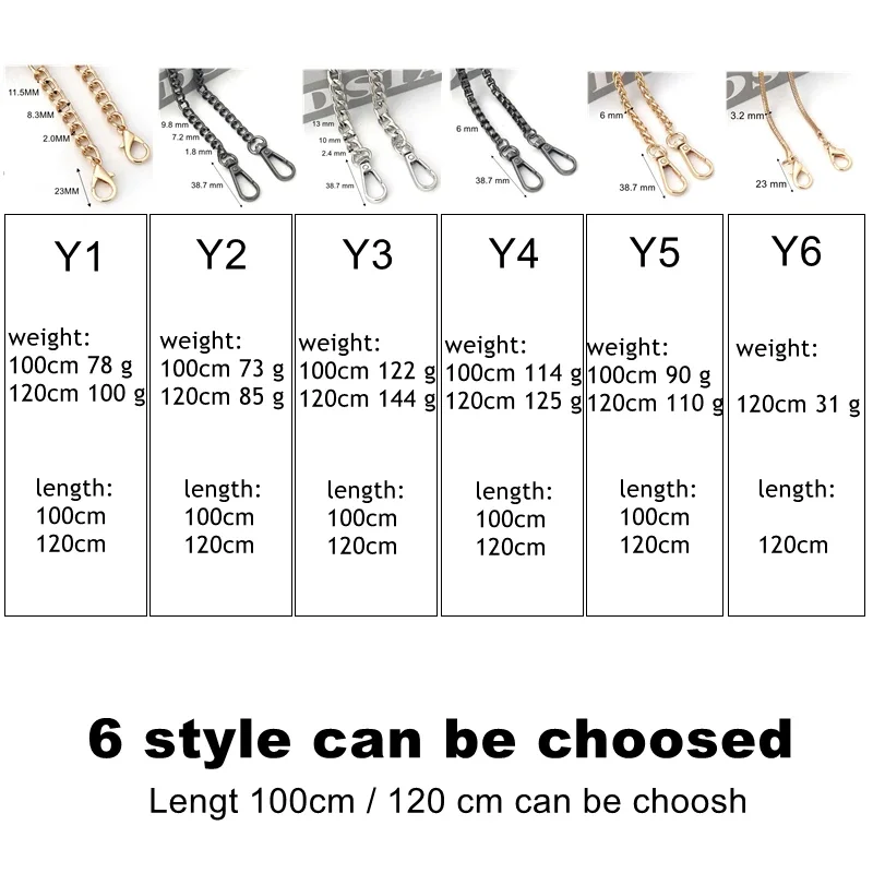 100/120 سنتيمتر معدن الألومنيوم حقيبة سلسلة استبدال أجزاء اكسسوارات ل اليد المرأة حقيبة يد DIY بها بنفسك اليدوية انفصال الأشرطة #5