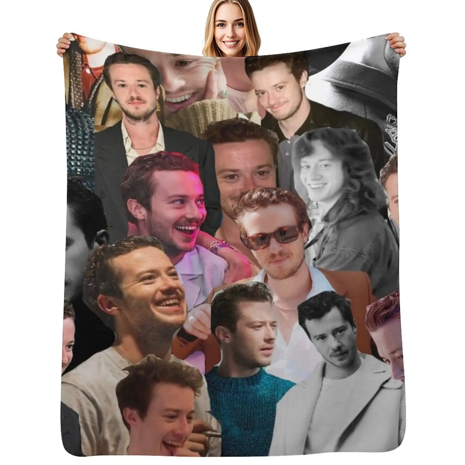 Joseph Quinn Collage Throw Blanket Cozy Throw Blanket Birthday Gift for Him Her