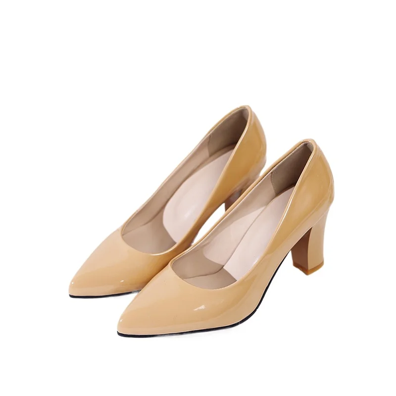 Women High Heels Sexy Fashion Pointed Toe 4 Colour Patent Leather Classic Shallow Mouth Work Pumps Shoes Big Size 34-47 62-1