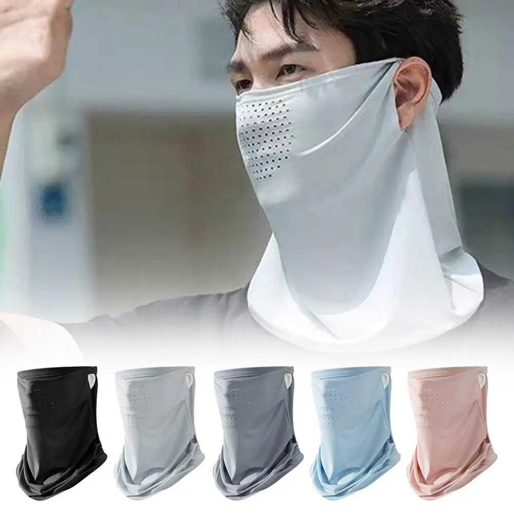 UV Protection Outdoor Ice Silk Face Mask Summer Sun Protection Face Cover Neck Wrap Cover Sunscreen Face Scarf Quick Drying