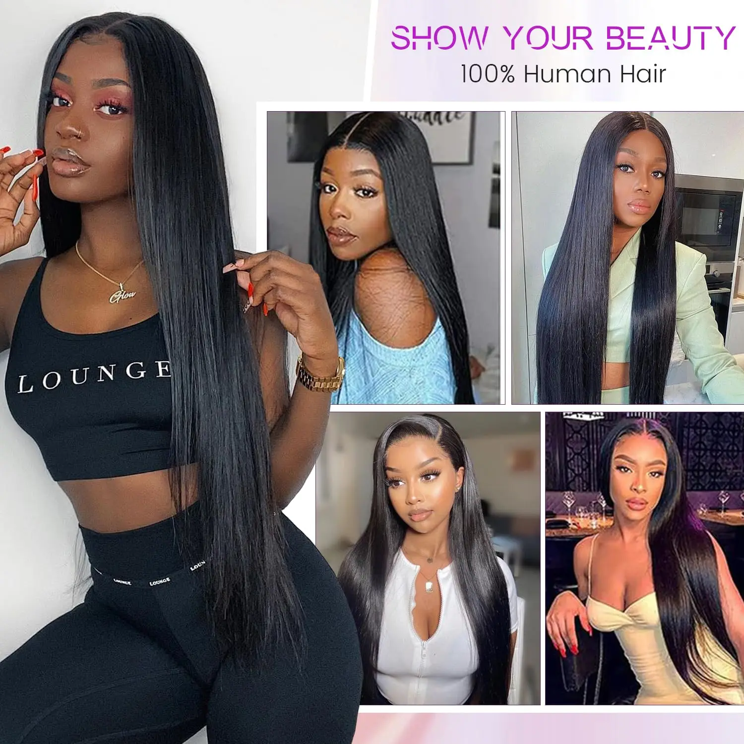 30 32 Inch Straight Human Hair Bundles Brazilian Human Hair Weave Bundles 2/3/4 Piece Human Hair Bundles Remy Hair Extensions