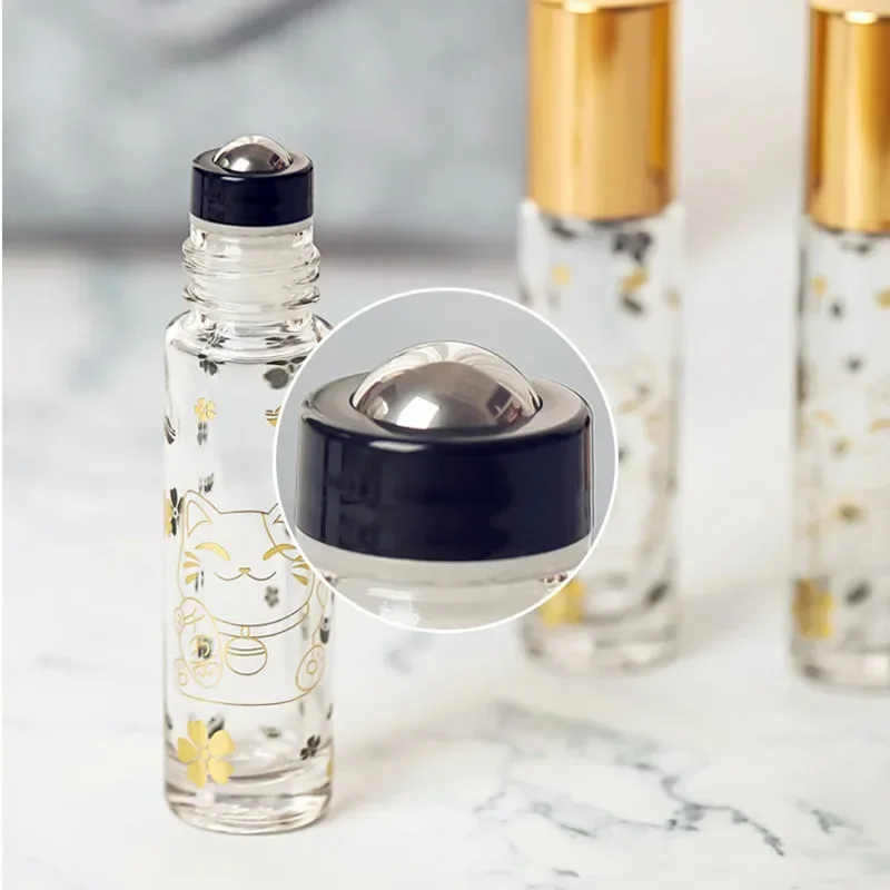 1PC  Empty 10ML Perfume Roll On Bottle Thick Glass Essential Oil Vials with Stainless Steel Roller Ball