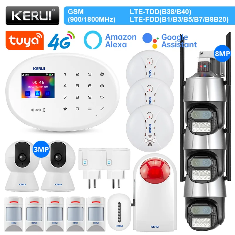 

KERUI W204 4G Home Alarm System WIFI GSM Alarm Tuya Smart Security System Anti-pet Motion Sensor Detector Door Sensor Siren