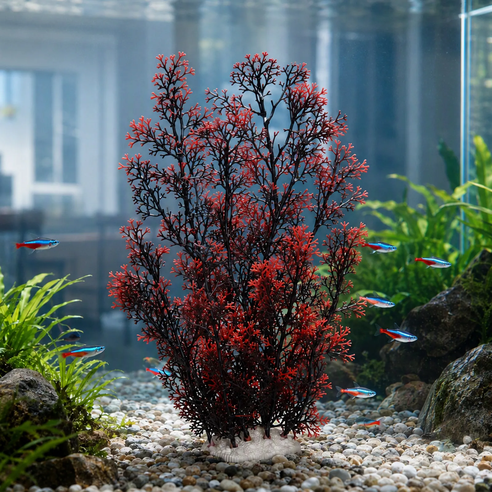 2 pièces de plantes aquatiques artificielles en céramique et PVC de qualité supérieure pour aquarium, décoration réaliste pour l'intérieur de l'aquarium, plantes en plastique pour aquarium, simulation.