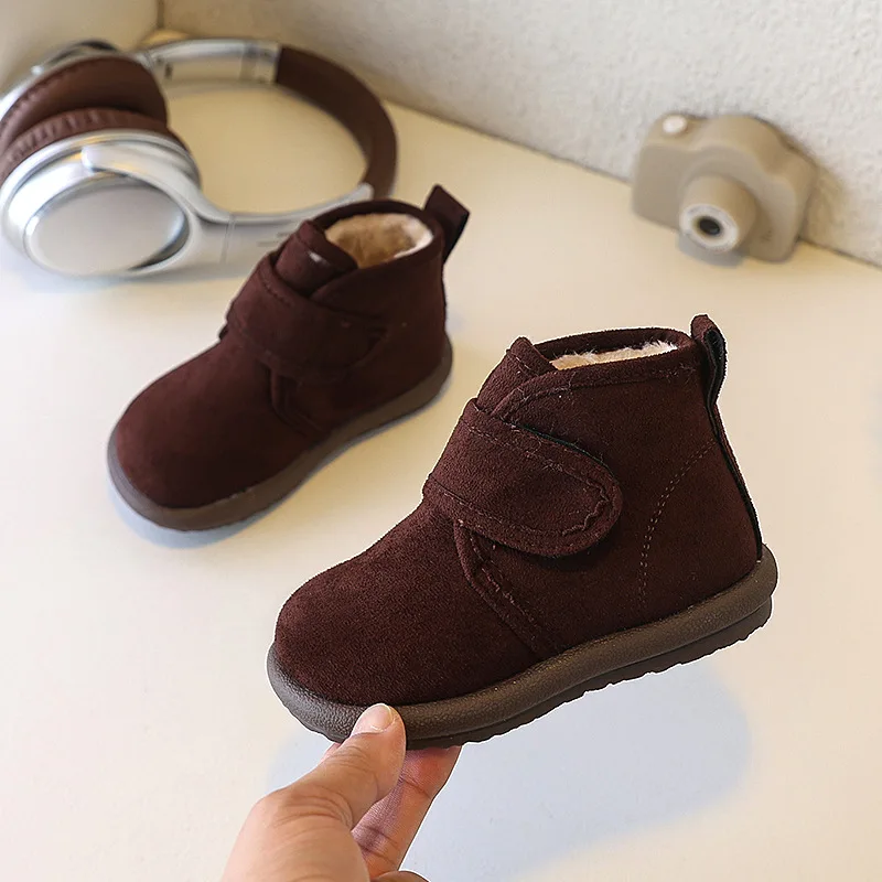 Winter New Children's Thermal Boots Retro Simple Girls Fashion Ankle Boots Non-slip Causal Kids Outdoor Plush Snow Boots Warm