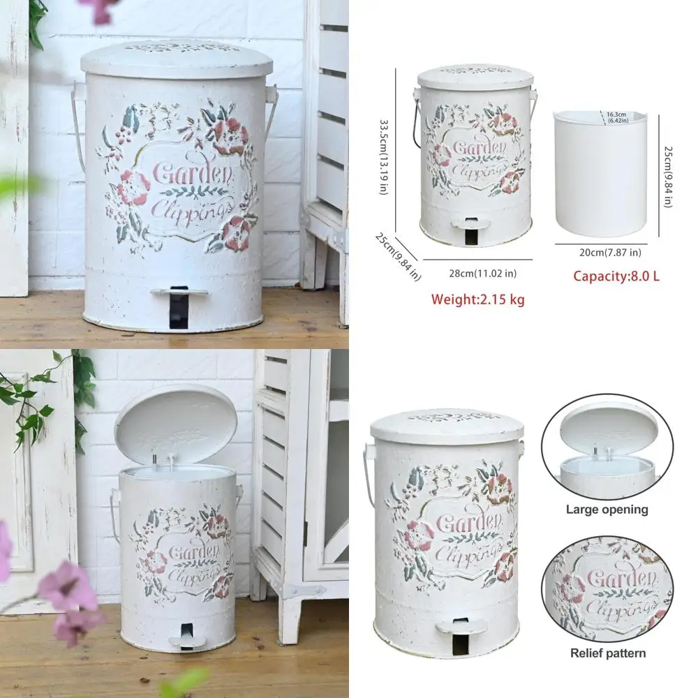 

Touchless Round Pedal Trash Can for Outdoor Use - Ideal for Kitchen, Park, Garden, and Dog Waste Disposal