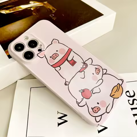 Cartoon Lulu Pig Pink Cute Phone Case For Samsung S23 22 21 Fe Ultra Plus A04 33 5G All-inclusive Glossy Hard Cover Film Shell