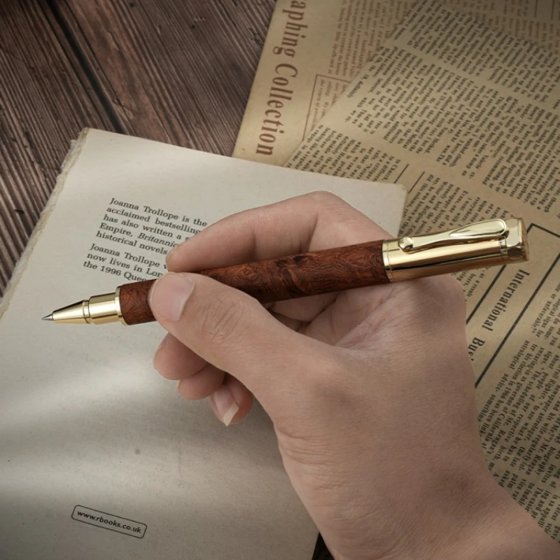 Japanese Pent Rosewood Signature Ballpoint Pen Black 0.5mm Refill High-end Neutral Pen Handmade Business Gift Cute Pens School