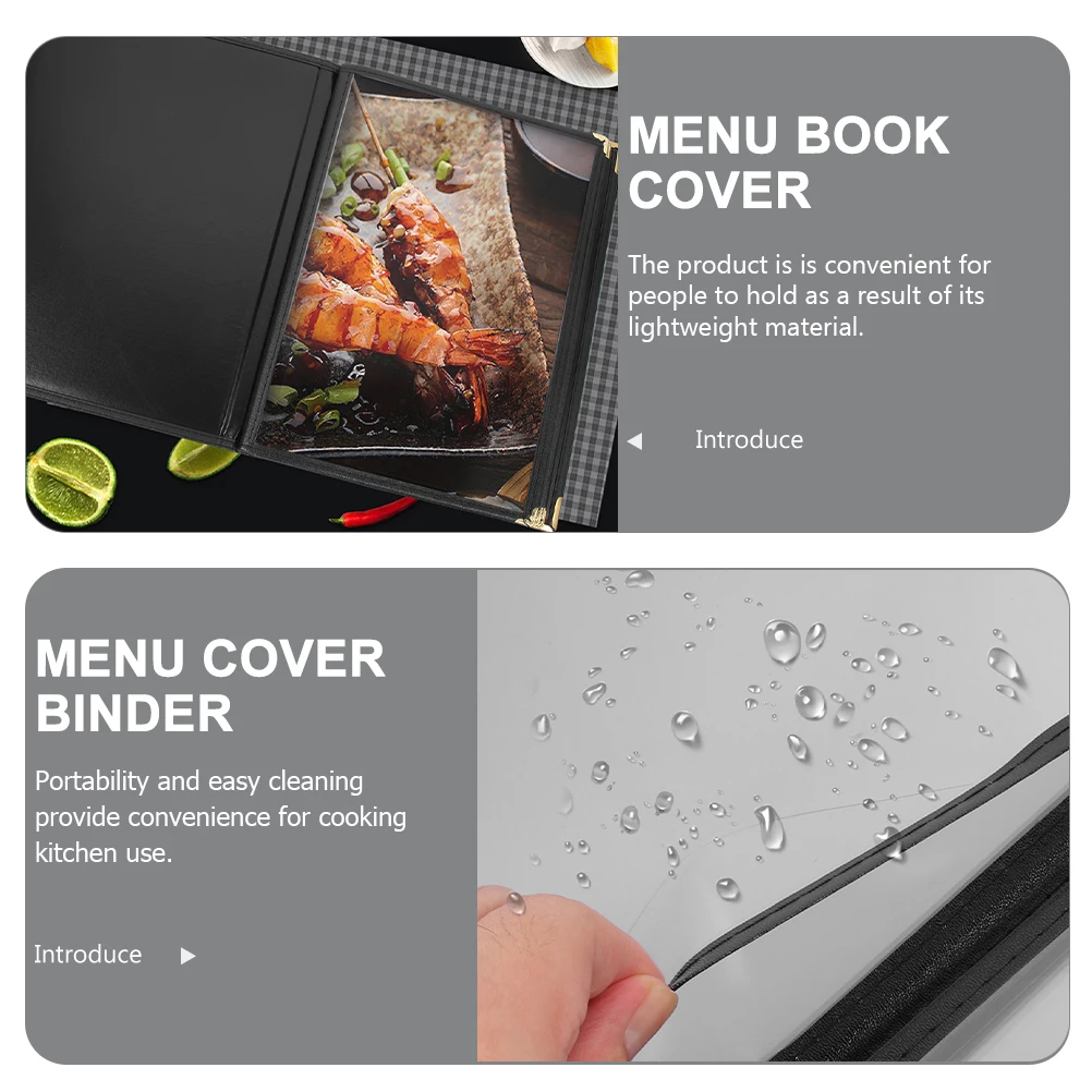 

PVC Menu Book Cover Transparent Protector Wear-Resistant Restaurant Supply Lightweight Exquisite Menu Cover