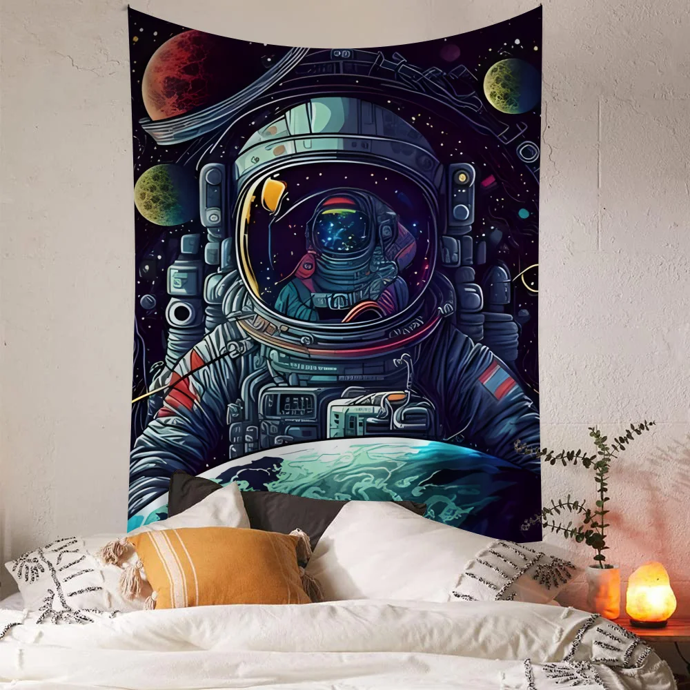 Colorful Space Astronaut Exploring Moon Printed Large Wall Tapestry Hanging Tarot Hippie Wall Rugs Dorm Art Home Decor