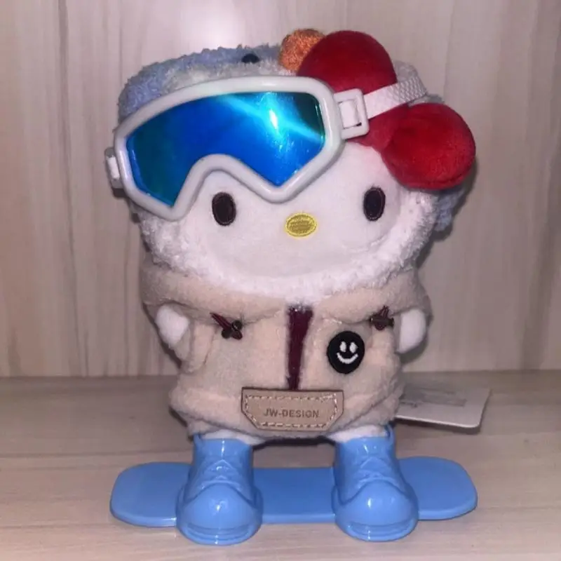 12Cm Sanrio Hello Kitty Pp Cotton Ski Collection Doll Desktop Decoration Doll Backpack Hanging Pendant Friend's Birthday Gift