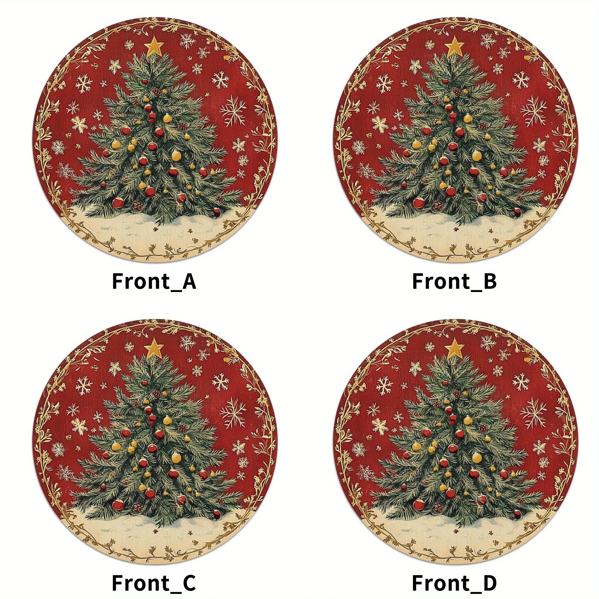 VIKAMA 4-Piece Christmas Tree Colorful Lights Placemats untuk Dekorasi Meja dan Aksesori Pesta Natal di Ruang Makan Rumah