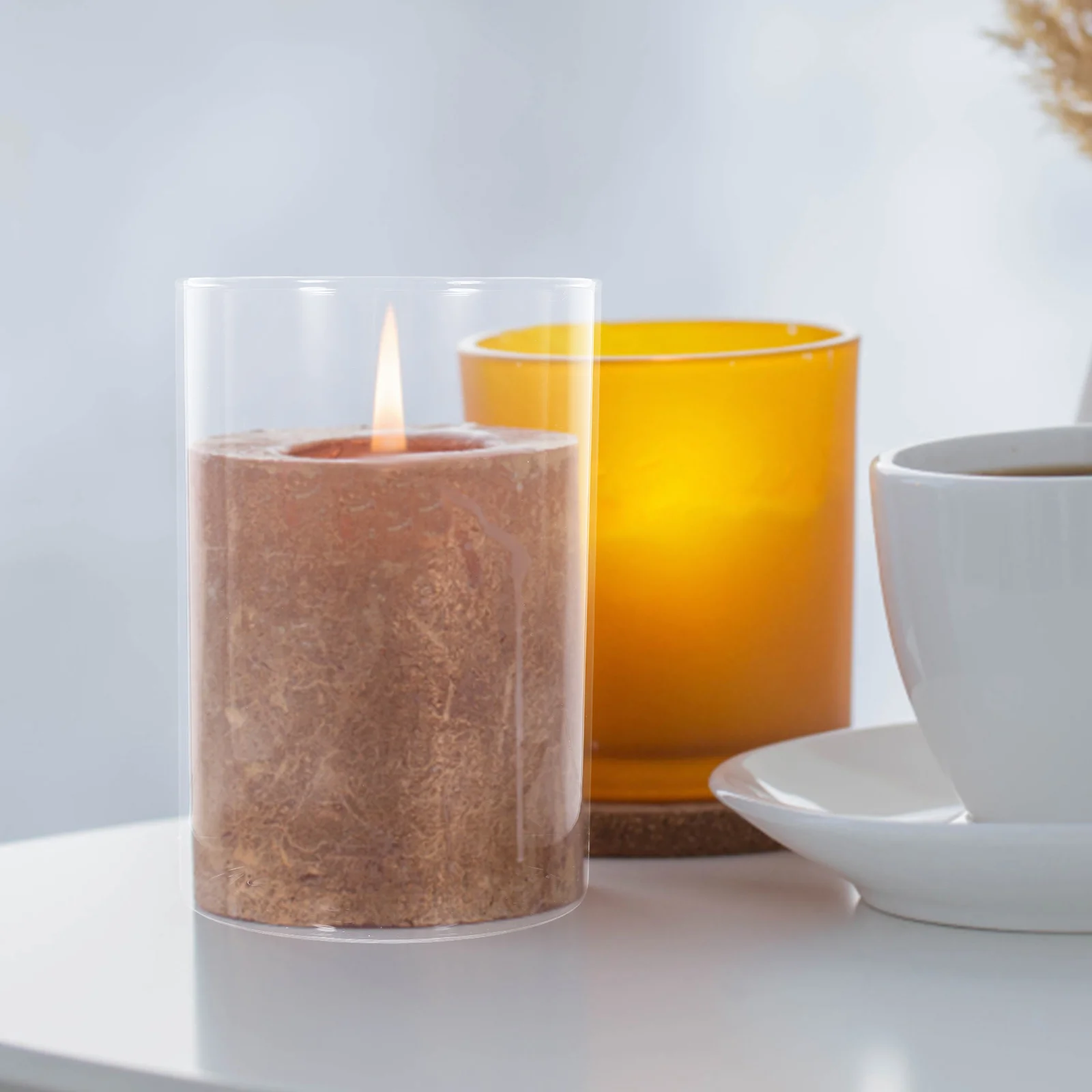 

3 Pcs Tea Light Cups Glass Decorative Cylinder Tealight Holder Cylinders for Floating Candles