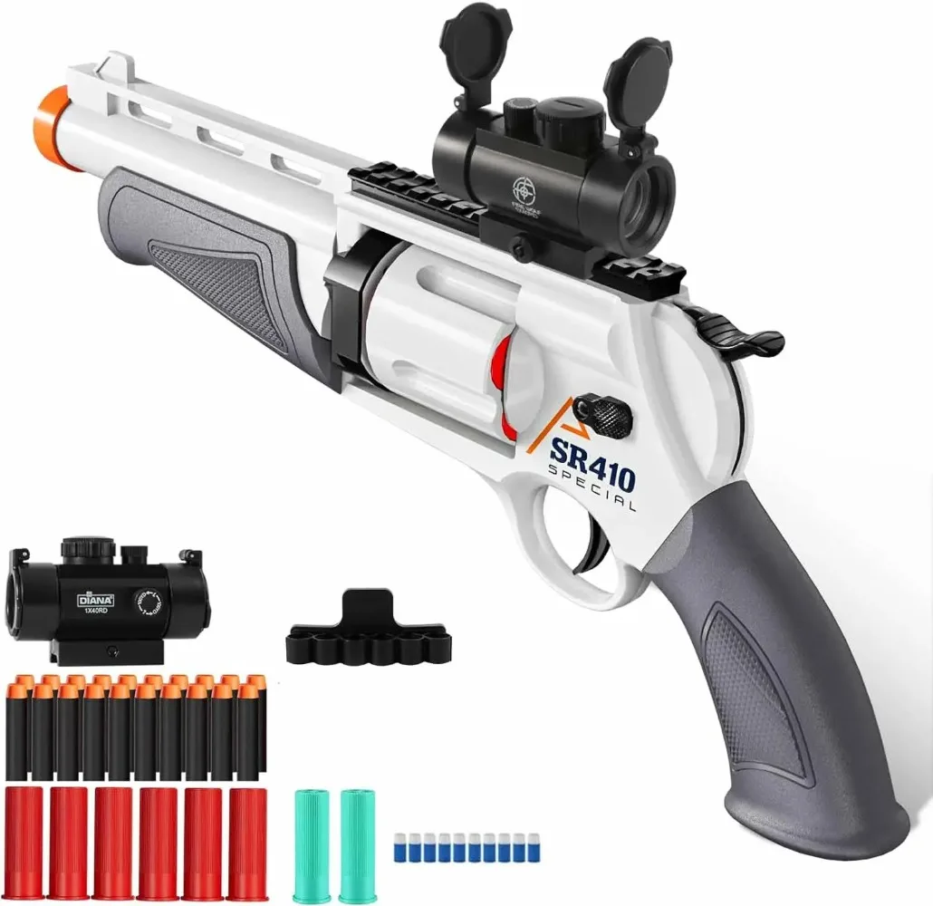 RevolverToy Guns Shell Throwing Soft Bullet Launcher Outdoor CS Shotgun Shooting Game Model Toy for Children Kids Christmas Gift