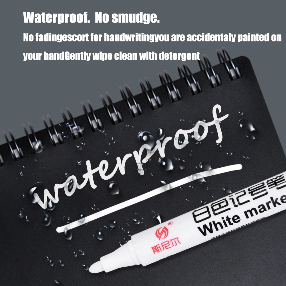 5/1pcs 영구 유성 흰색 마커 펜 방수 빠른 건조 타이어 페인팅 낙서 섬유 NIB 노트북 그리기 사무용품