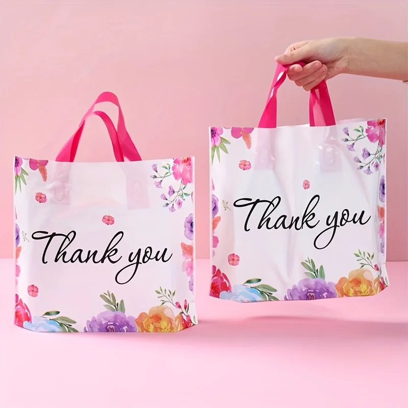 5-15 قطعة شكرا لك شنطة هدايا قابلة لإعادة الاستخدام حقائب حمل بلاستيكية حفل زفاف عيد ميلاد هدية التعبئة والتغليف أكياس التسوق عيد الشكر