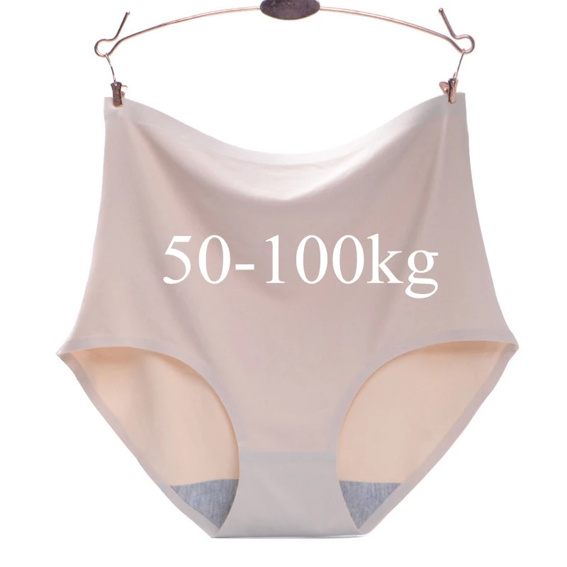 Culotte en soie glacée grande taille pour femmes, sous-vêtements amincissants Sexy, culotte taille haute, sous-vêtements respirants 50-100kg