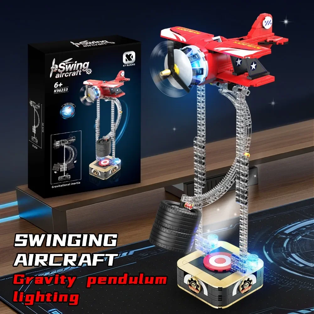 96233 Gravity Swing Space Airplane Model 460PCS Building Kit with LED Light Creative STEM Educational Toy Gift for Kids Adults