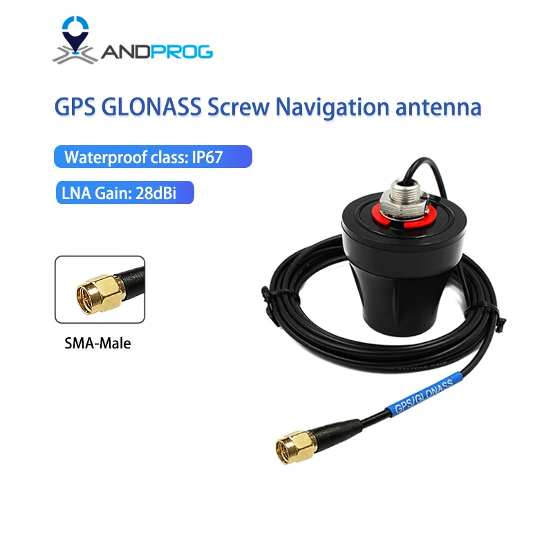 Zewnętrzna wodoodporna antena GPS GLONASS w formie grzybka IP67 z interfejsem SMA