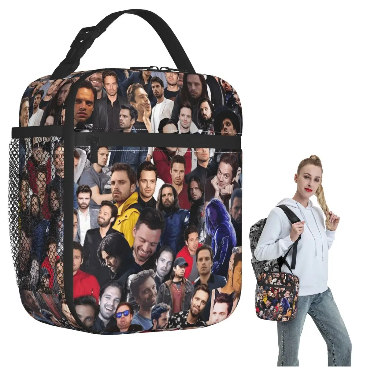 Sebastian Stan College Insulated Lunch Bag for Women Kids Portable Food Boxes Thermal Lunch Box Tote