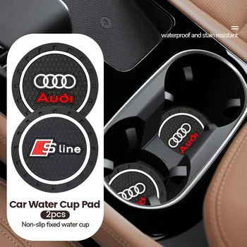2 pièces dessous de verre de voiture porte-bouteille d'eau tapis antidérapant pour Audi Sline A6 C5 C6 C7 C8 A4 B5 B6 B7 B8 B9 S3 S4 S5 Q3 8U Q5 8R