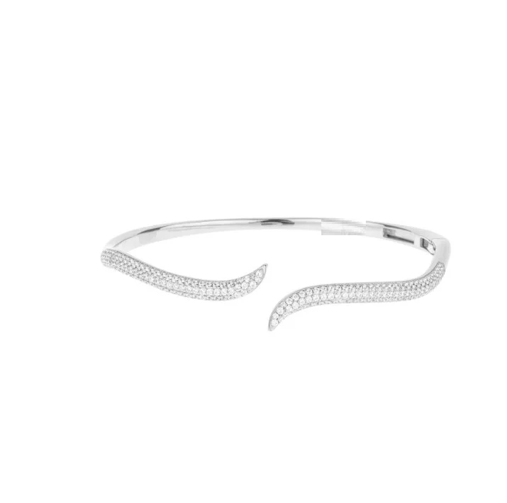 Micro Pave 5A Cubic Zirconia Sparking CZ Open Adjusted Geometric Bangle For Women Trendy Jewelry