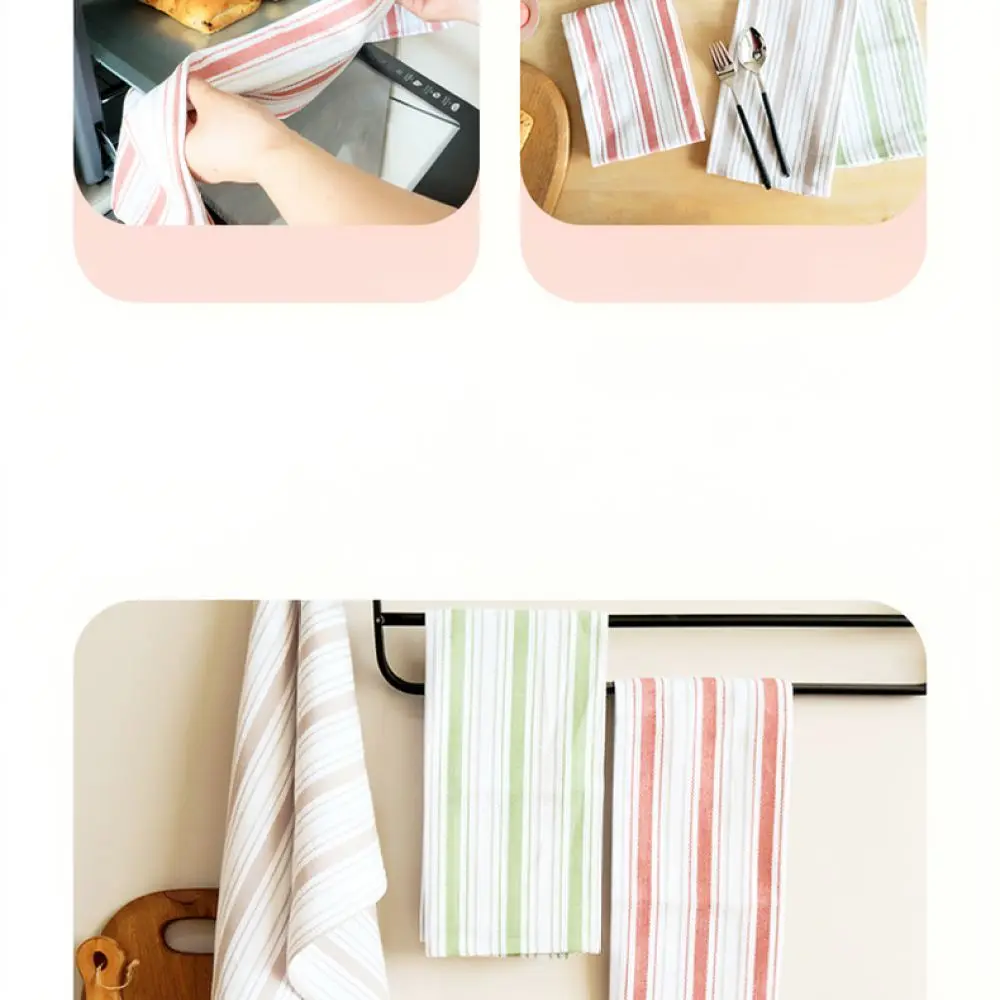 Nordic Striped Kitchen Towel Soft Cotton Dish Rag Absorbent Tea Napkin Cleaning Wipe For Ruier Home Table Decor
