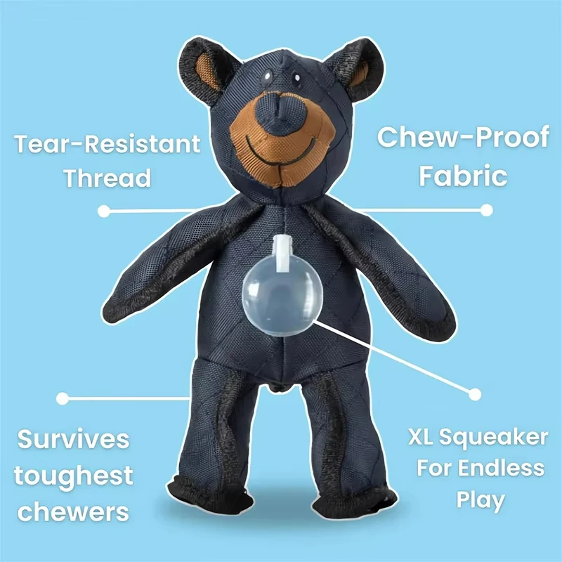 Power Bear Pet Plush Chew Toy Dog Teething Cartoon Bear Plush Toy Bite Resistant Interactive Nylon Bear Vocal Doll