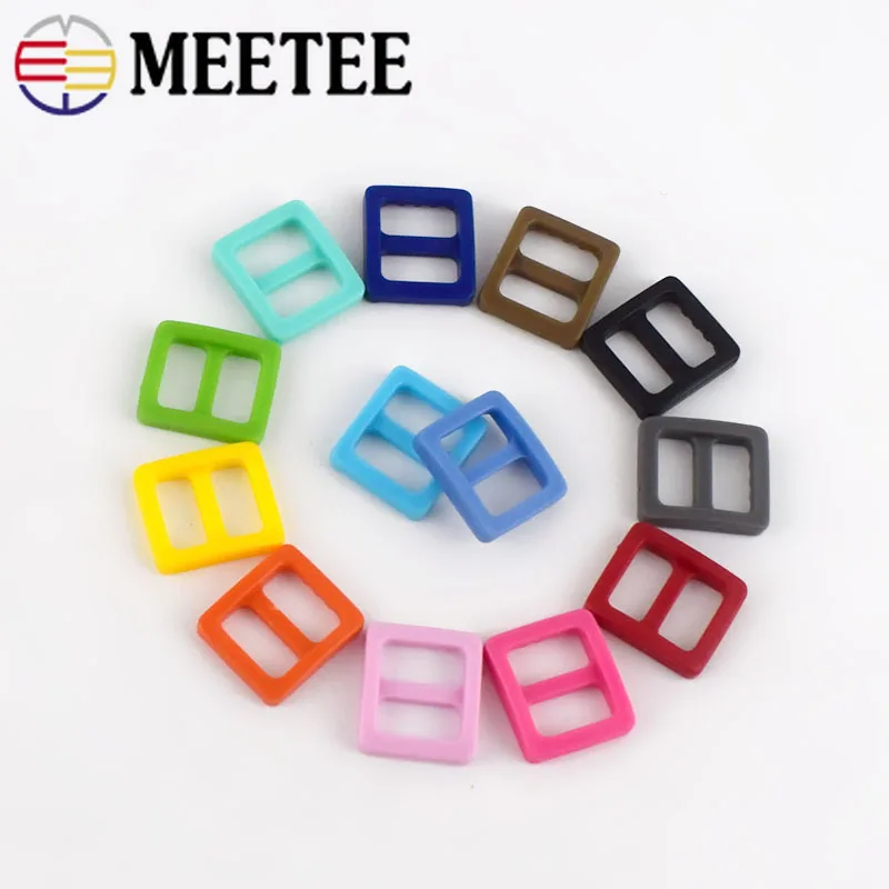 50/100Pcs 10mm Plastic Buckles for Backpack Strap Slider Tri-Glide Adjustable Buckle Dog Collar Clasp Loops DIY Bag Accessories