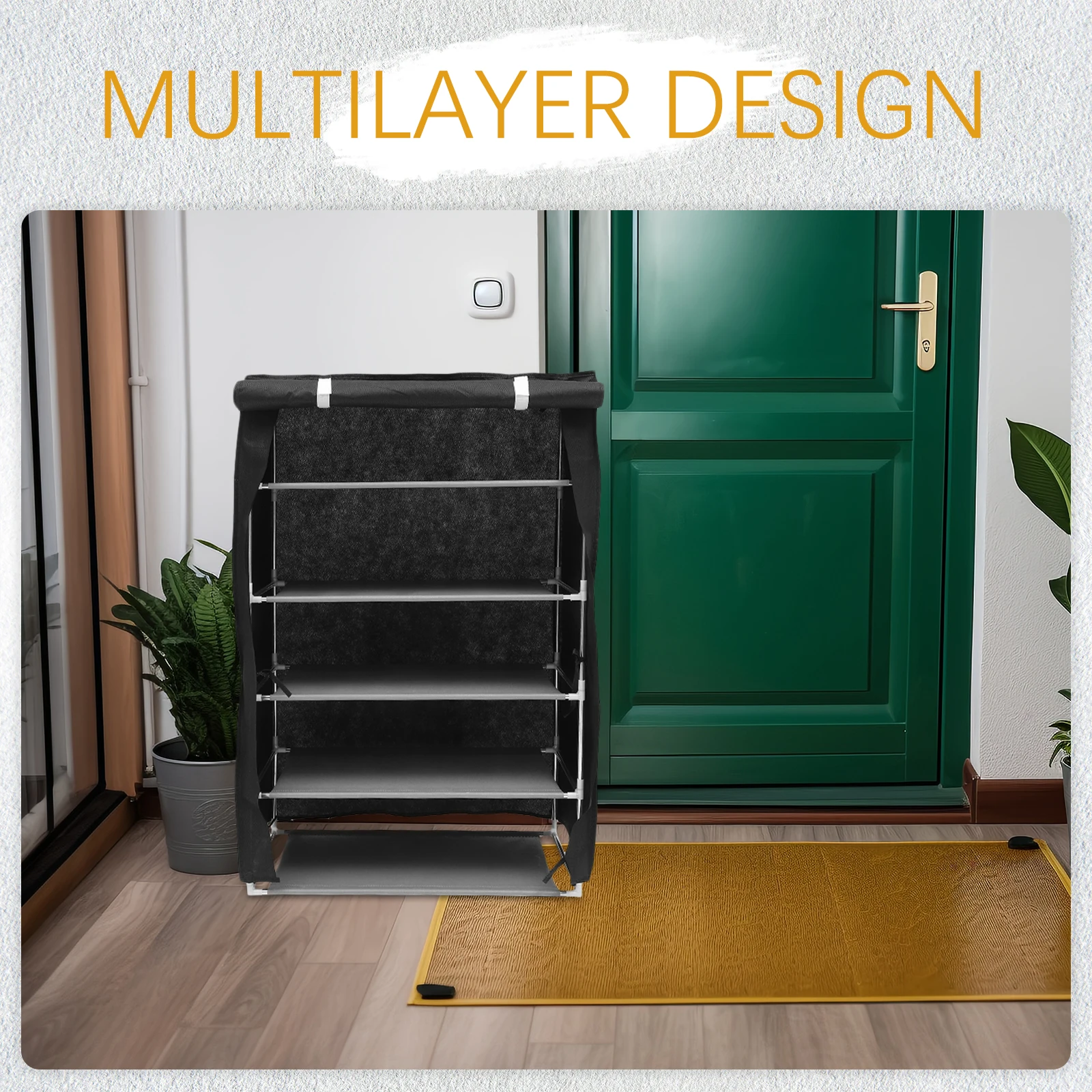 

6-Tier Multi-Layer Rack Space Saving Steel Frame Dustproof Shoe Storage Organizer For Home Dorm Hotel Use Shoe Stand