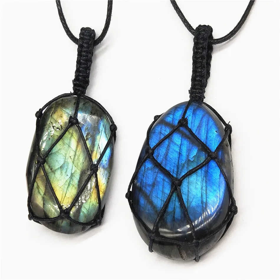 Labradorite Pendant Natural Stone Pendants Waterdrop Shape Unique Jewelry For Women Handmade Vintage Style