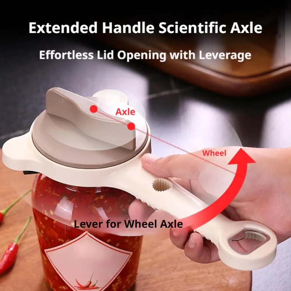 Abrelatas 4 en 1 con Forma de Oreja de Oso, Abre Frascos sin Esfuerzo para Todos los Tamaños de Frascos, Abrebotellas Resistente, Ayudante de Cocina para el Hogar y Restaurantes