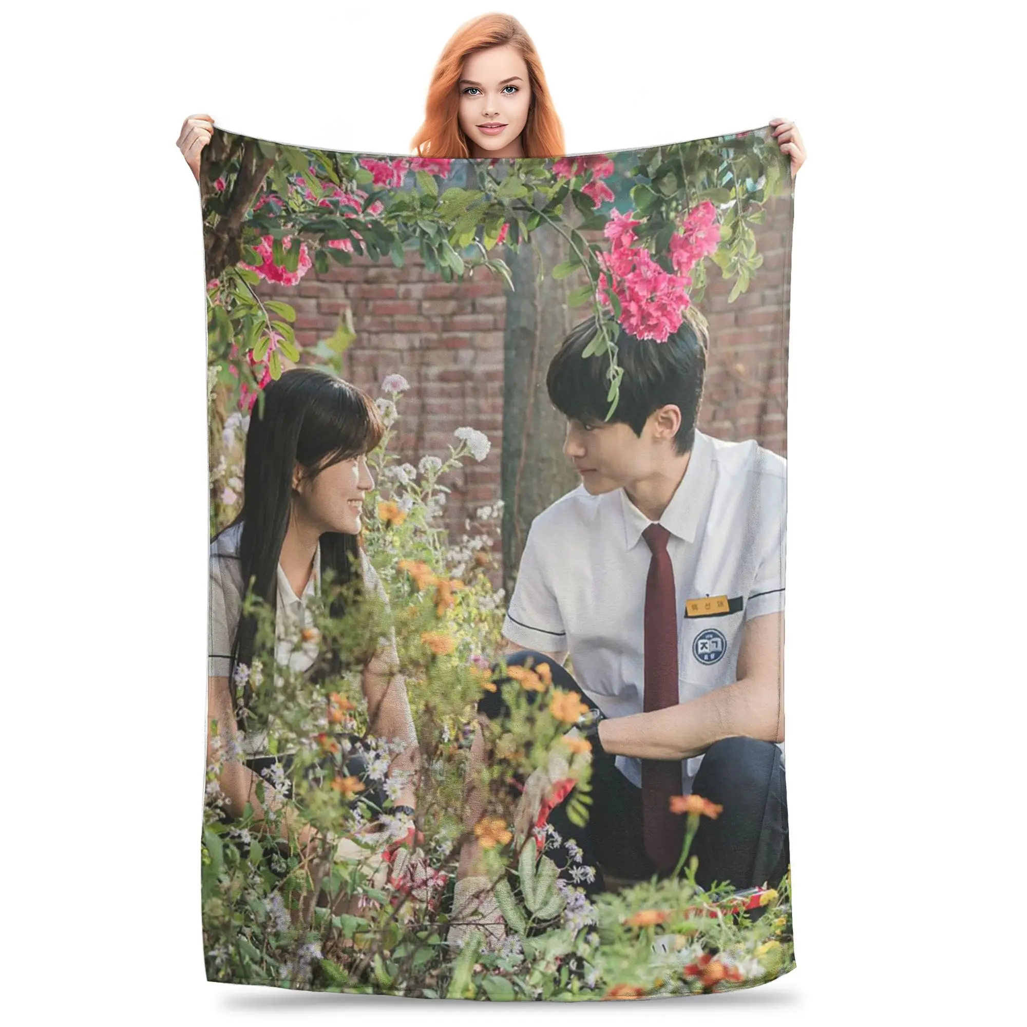 

Flannel Throw Blanket Lovely Runner K-drama Byeon Woo Seok Warm Plush Blankets Soft Bedding for Bed Living room Home Travel Sofa