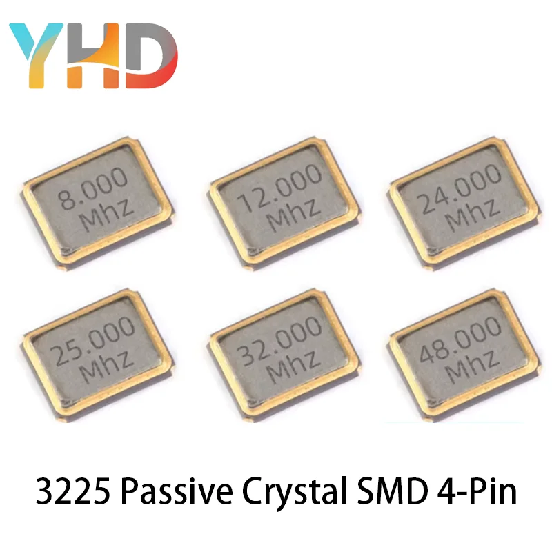 

20 шт. пассивных кварцевых резонаторов SMD 3225, 4-контактные, 8 МГц, 11.0592 МГц, 12 МГц, 13.56 МГц, 16 МГц, 20 МГц, 22.1184 МГц, 24 МГц, 27.12 МГц, 26 МГц, 27 МГц, 30 МГц, 32 МГц, 40 МГц, 48 МГц
