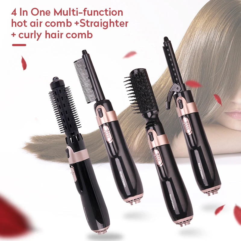 Hair dryer Brush negative ion 4 in 1 hair dryer curling iron straightening brush set quick heating styling tool